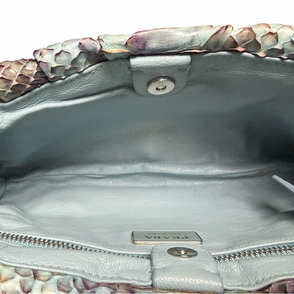 Prada Python Leather Small Shoulder Bag W/ Gunmetal Buckles - Picture 5 of 10